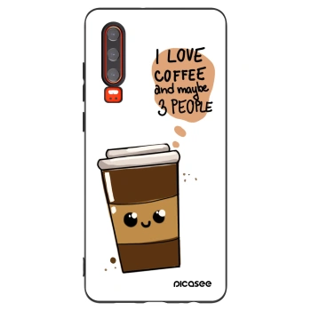 Picasee silikonowe czarne etui na Huawei P30 - Cute coffee