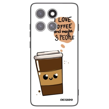 Picasee silikonowe czarne etui na Motorola Edge 60 Fusion - Cute coffee