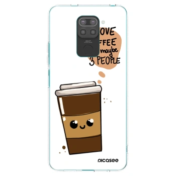 Picasee silikonowe czarne etui na Xiaomi Redmi Note 9 - Cute coffee