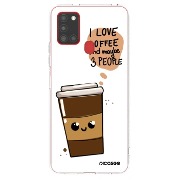 Picasee silikonowe przeźroczyste etui na Samsung Galaxy A21s - Cute coffee
