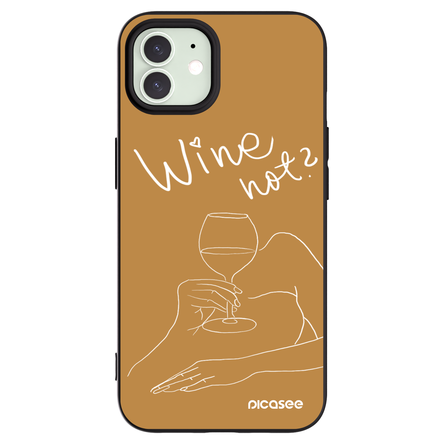Picasee silikonowe czarne etui na Apple iPhone 12 - Wine not