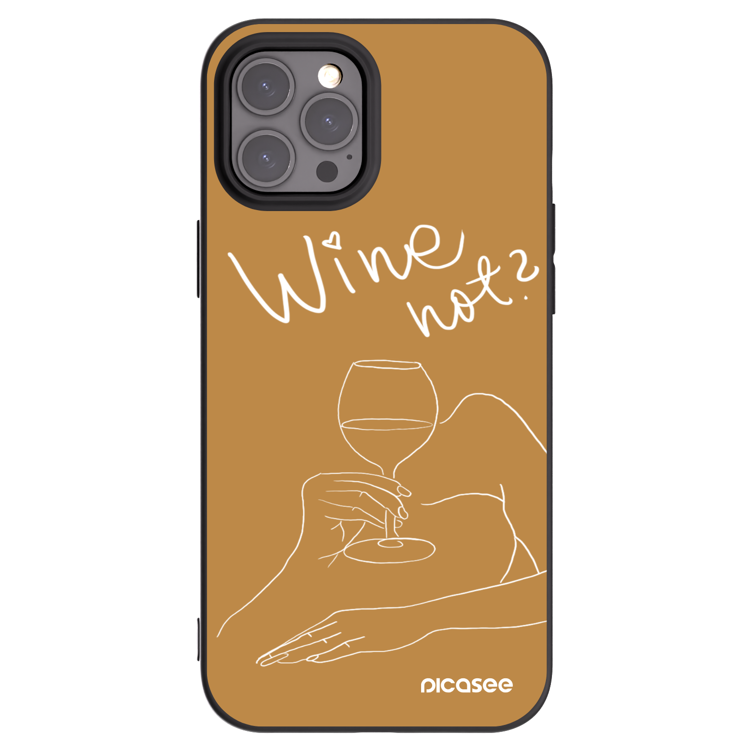 Picasee silikonowe czarne etui na Apple iPhone 12 Pro Max - Wine not