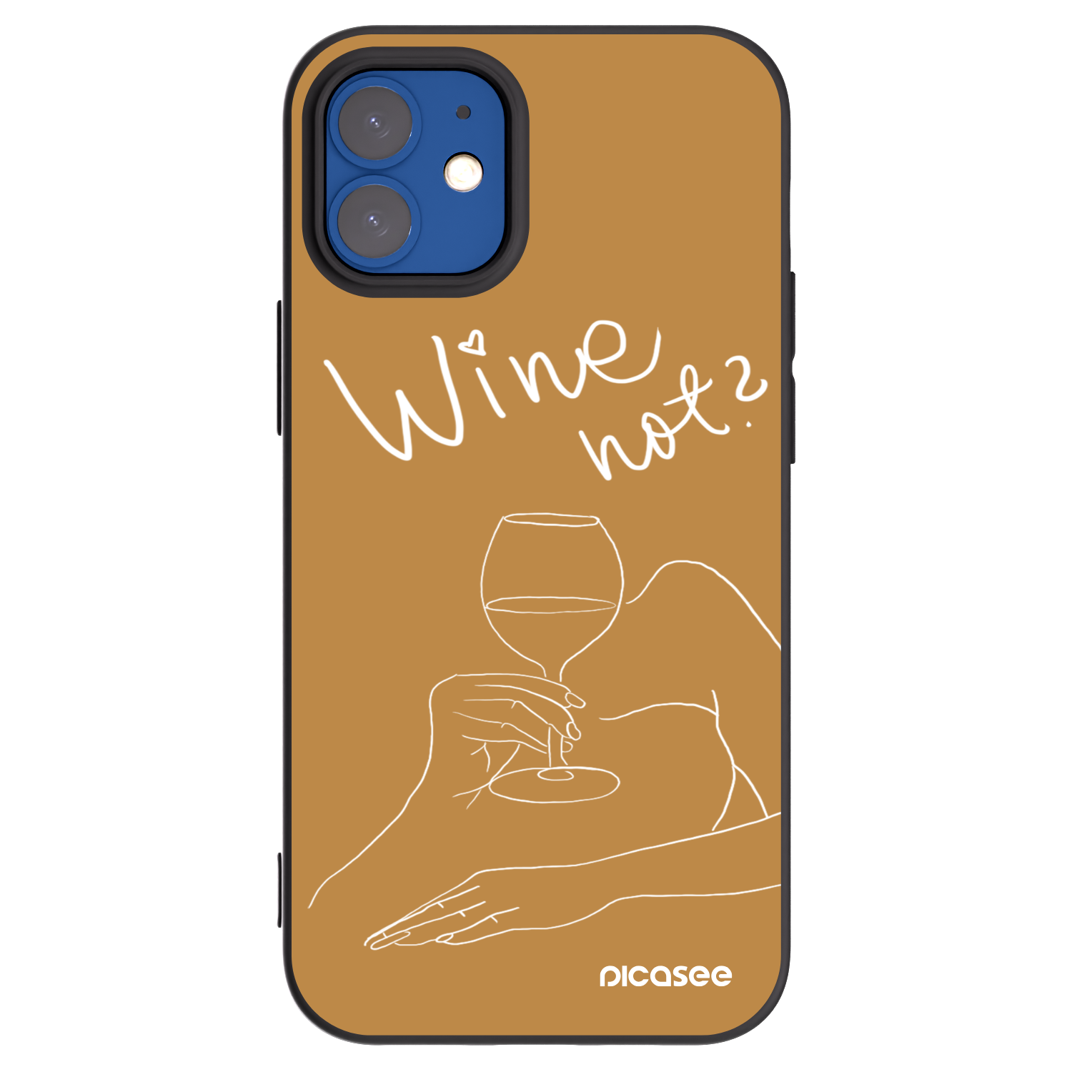 Picasee silikonowe czarne etui na Apple iPhone 12 mini - Wine not