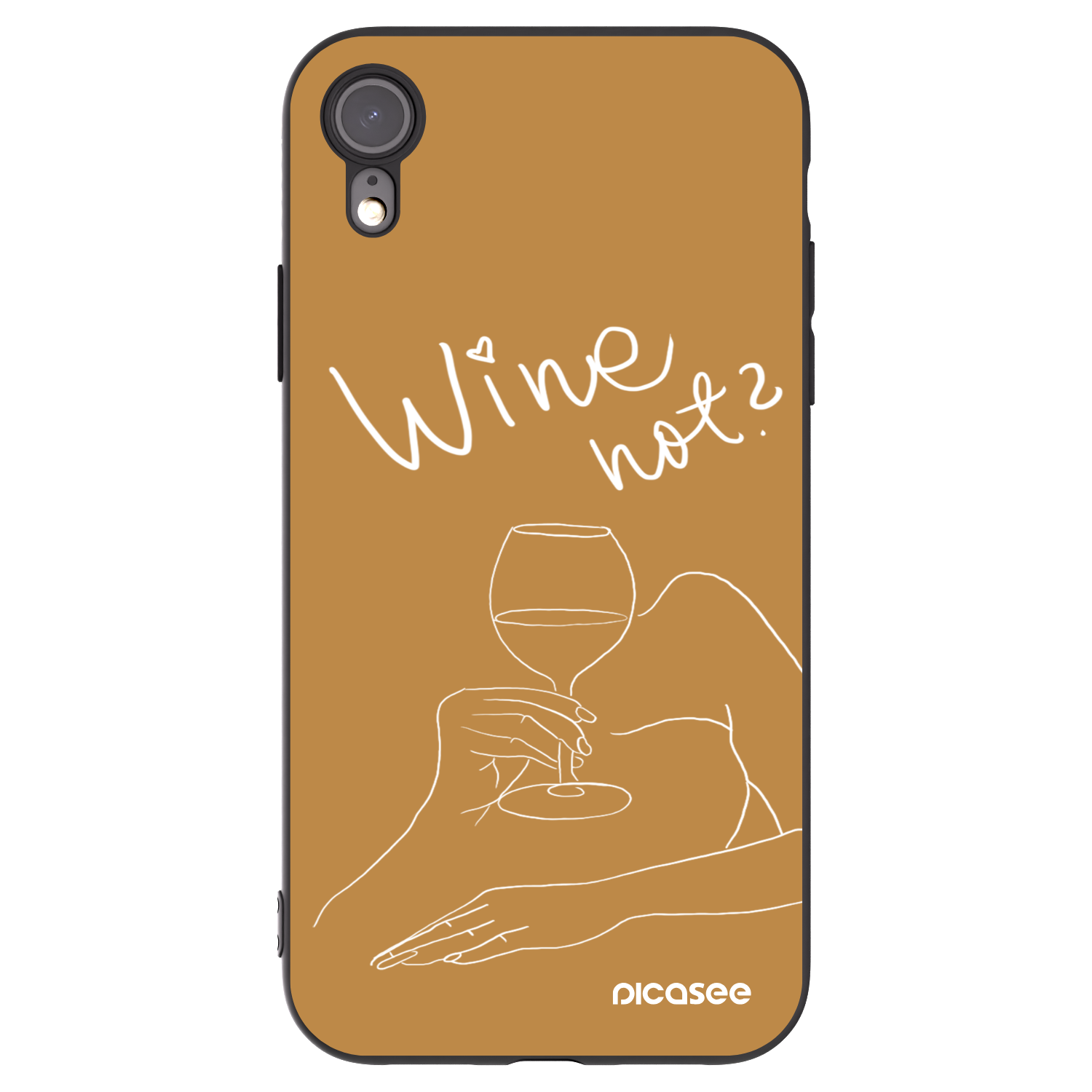 Picasee silikonowe czarne etui na Apple iPhone XR - Wine not
