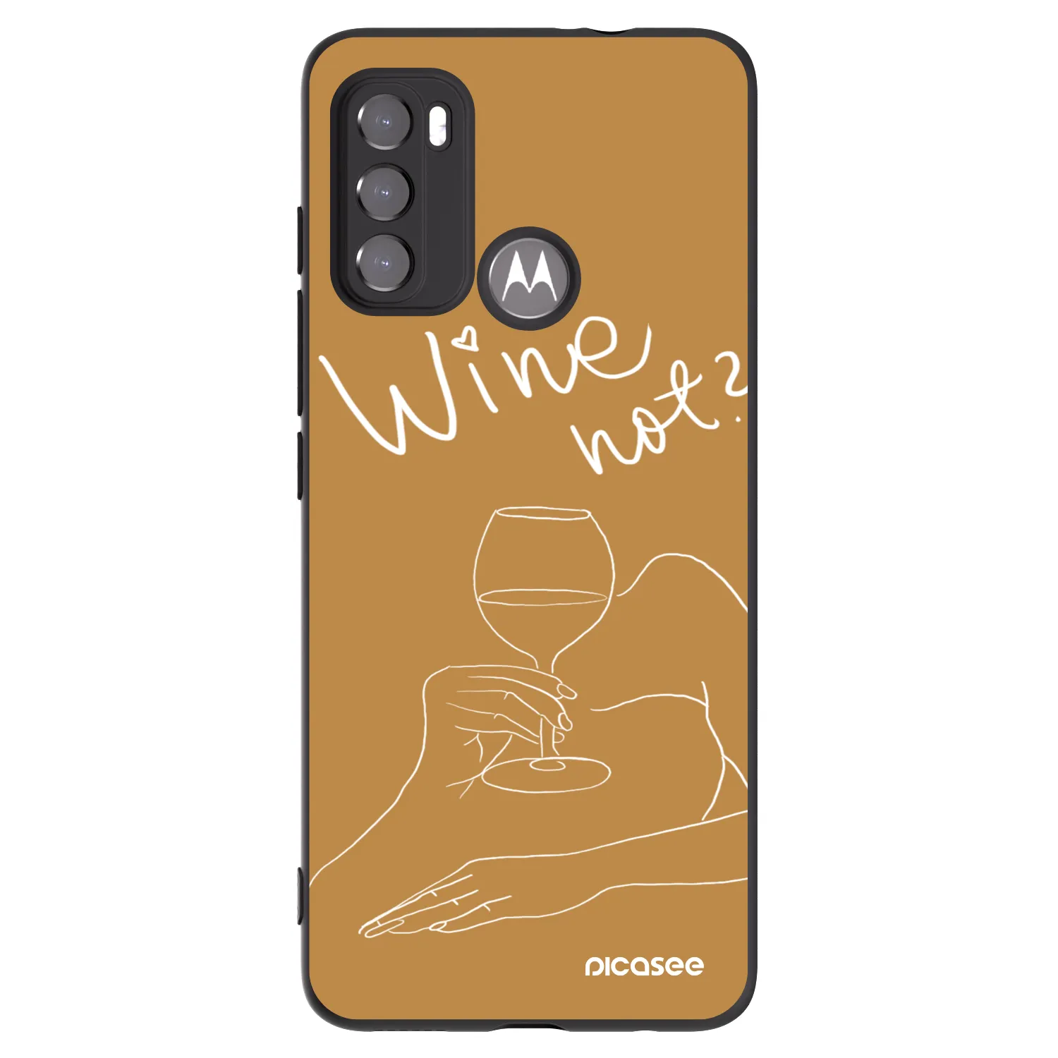 Picasee silikonowe czarne etui na Motorola Moto G60 - Wine not