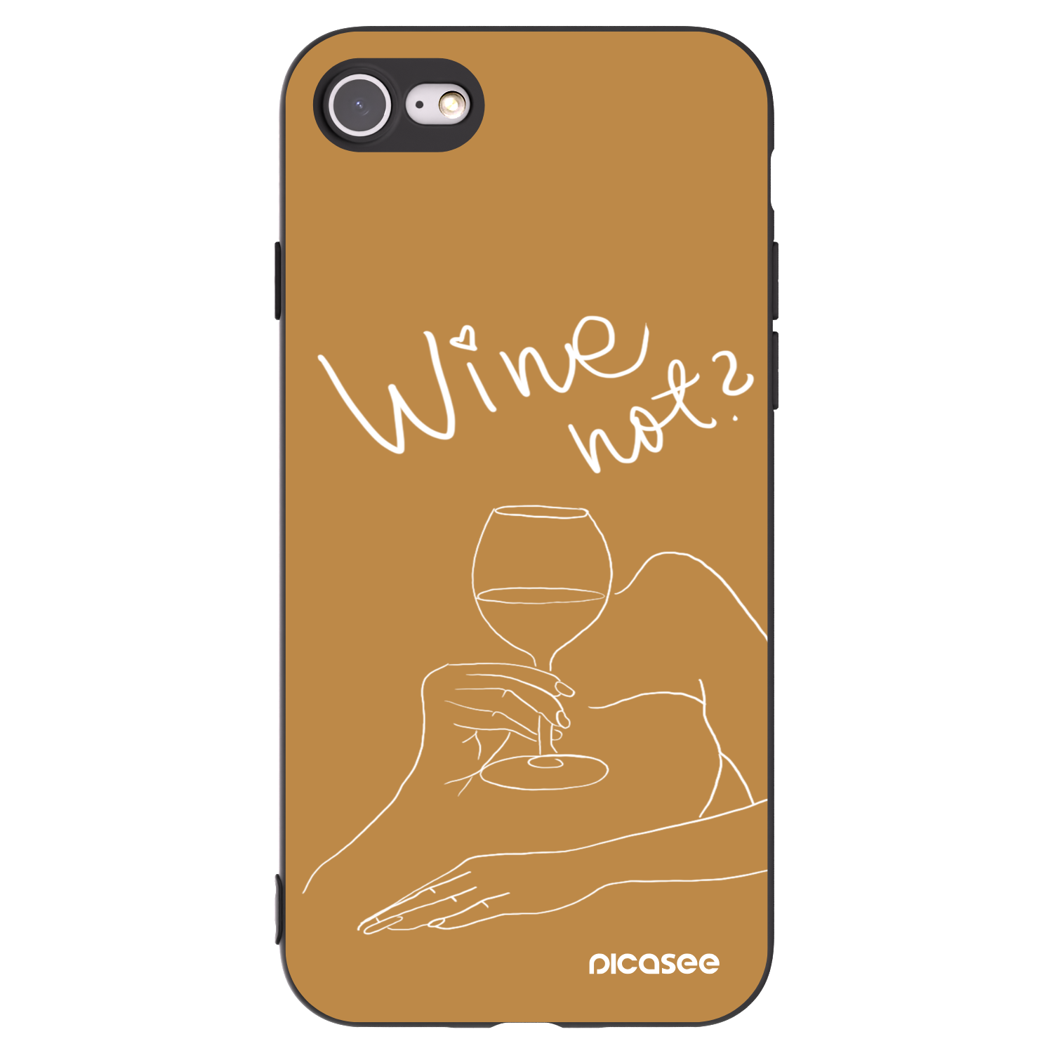 Picasee silikonowe czarne etui na Apple iPhone 7 - Wine not