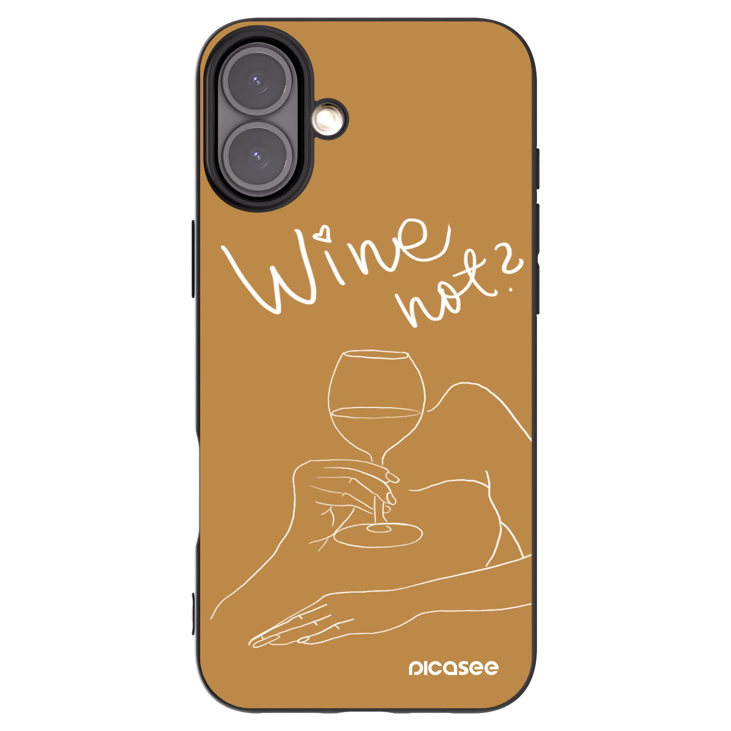 Picasee silikonowe czarne etui na Apple iPhone 16 Plus - Wine not