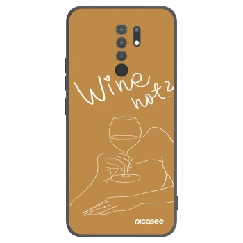 Picasee silikonowe czarne etui na Xiaomi Redmi 9 - Wine not