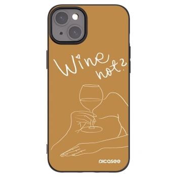 Picasee silikonowe czarne etui na Apple iPhone 15 Plus - Wine not