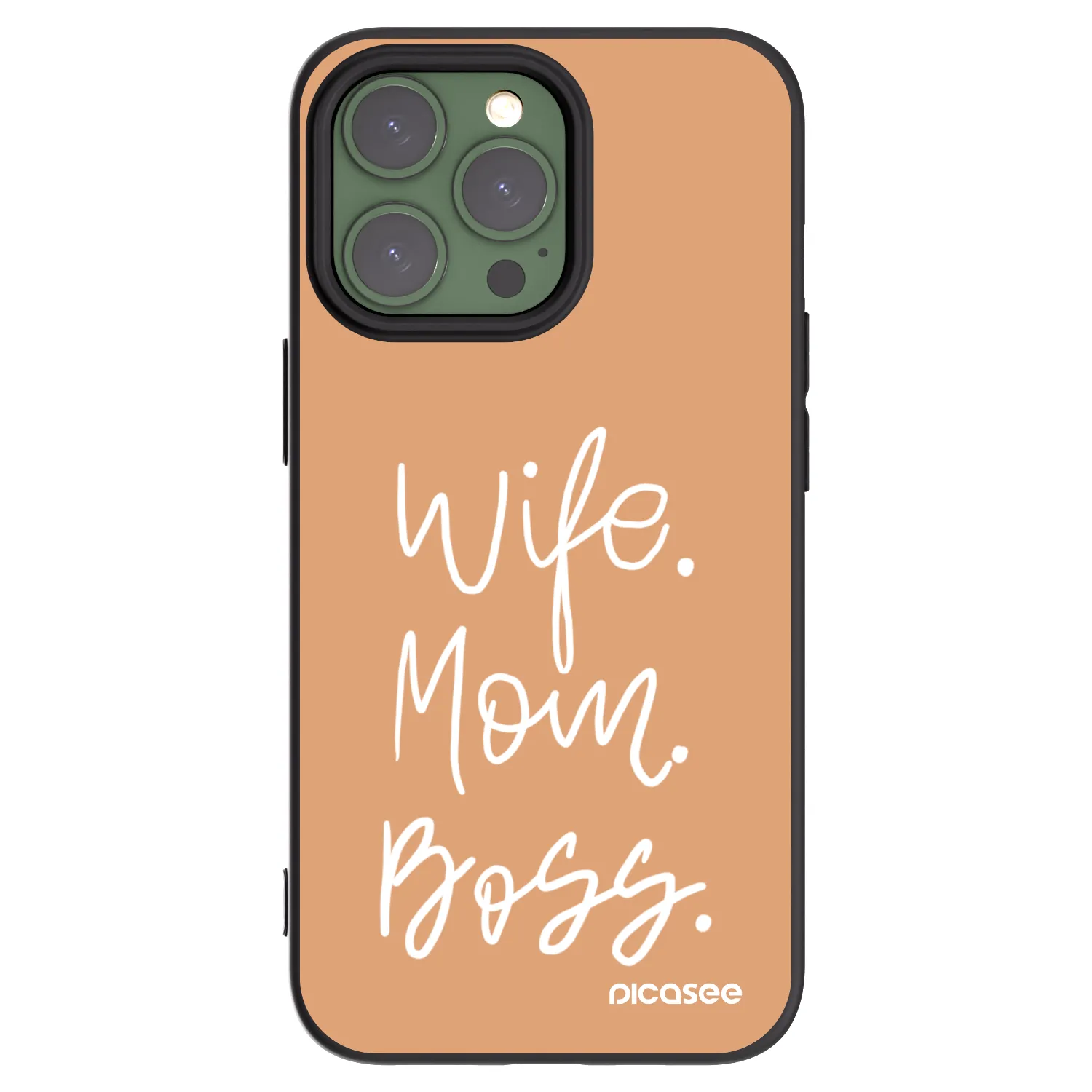 Picasee silikonowe czarne etui na Apple iPhone 13 Pro - Boss Mama