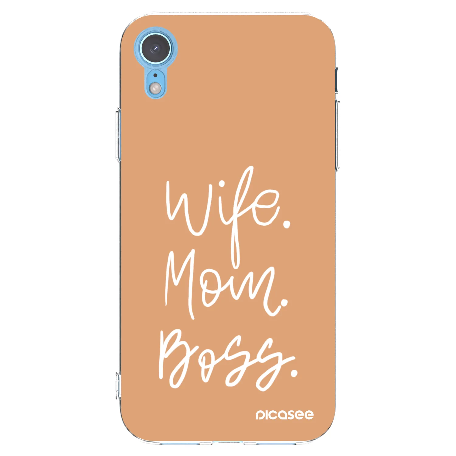 Picasee silikonowe przeźroczyste etui na Apple iPhone XR - Boss Mama