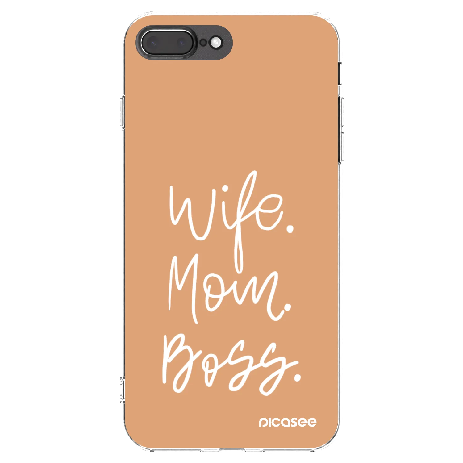Picasee silikonowe przeźroczyste etui na Apple iPhone 7 Plus - Boss Mama