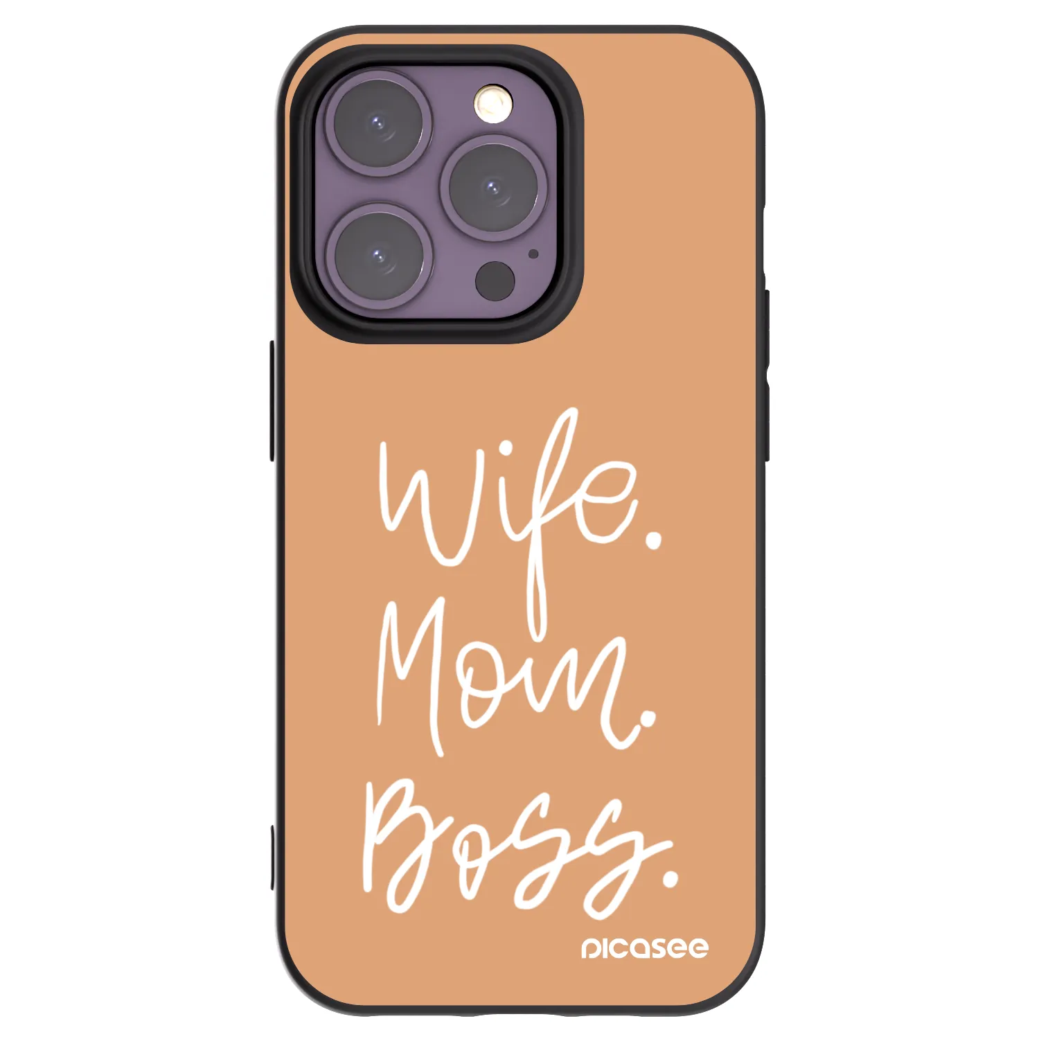 Picasee silikonowe czarne etui na Apple iPhone 14 Pro - Boss Mama