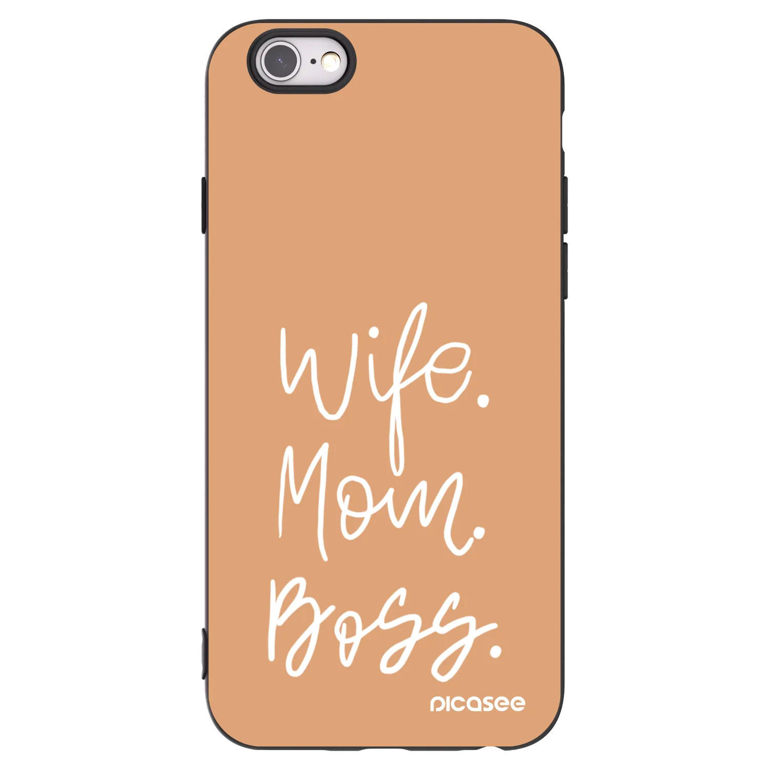 Picasee silikonowe czarne etui na Apple iPhone 6/6S - Boss Mama
