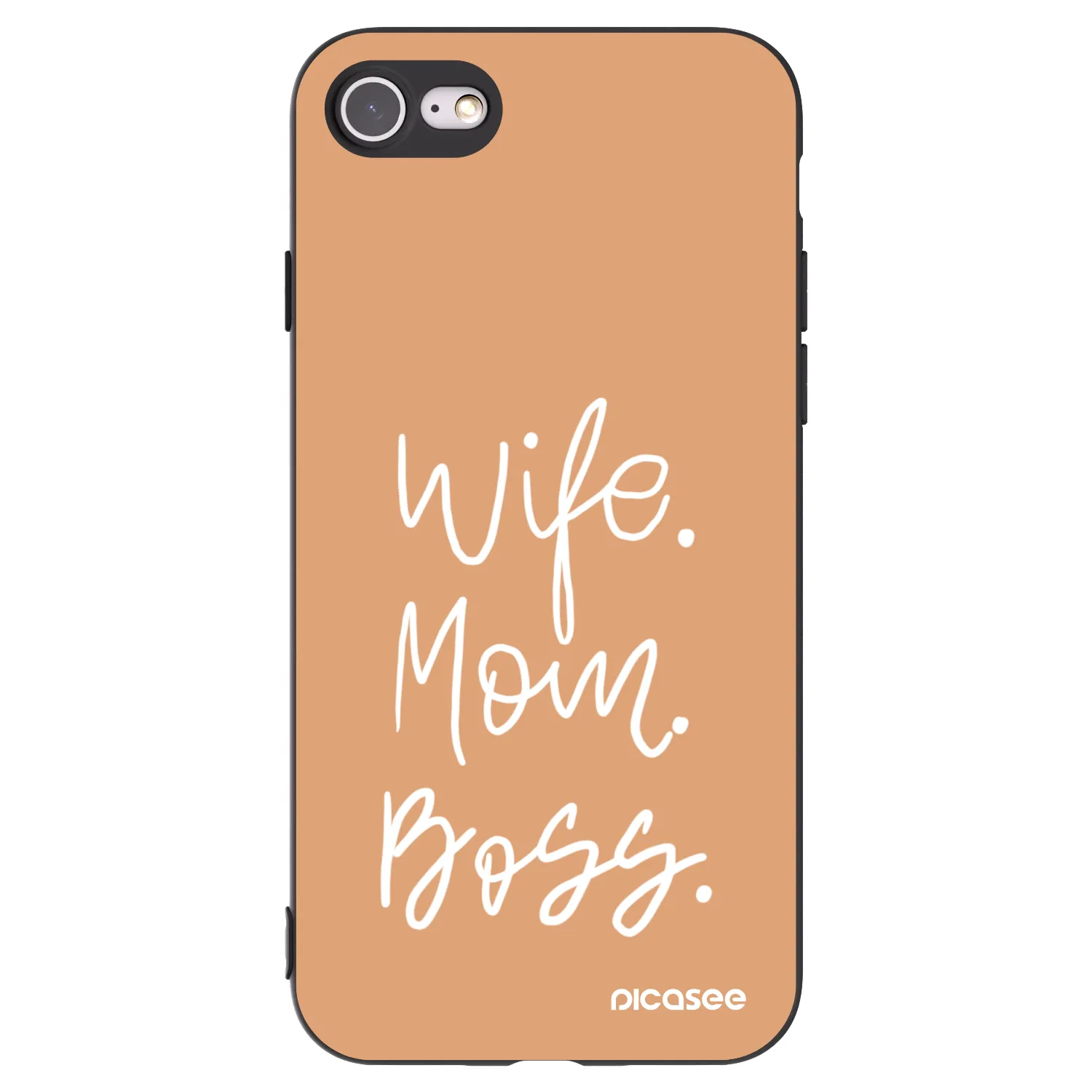 Picasee silikonowe czarne etui na Apple iPhone 7 - Boss Mama