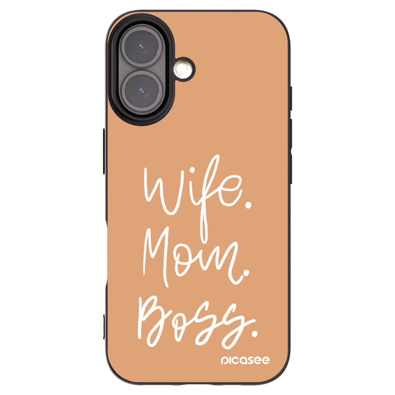 Picasee silikonowe czarne etui na Apple iPhone 16 - Boss Mama