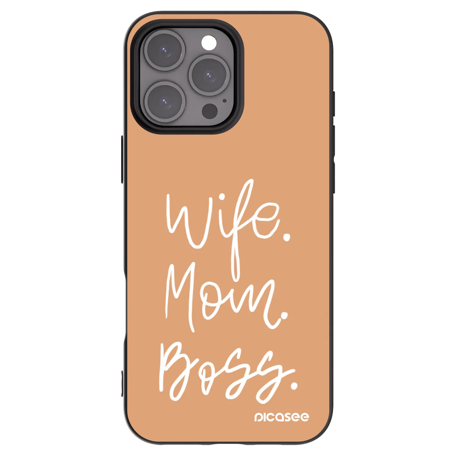 Picasee silikonowe czarne etui na Apple iPhone 16 Pro Max - Boss Mama