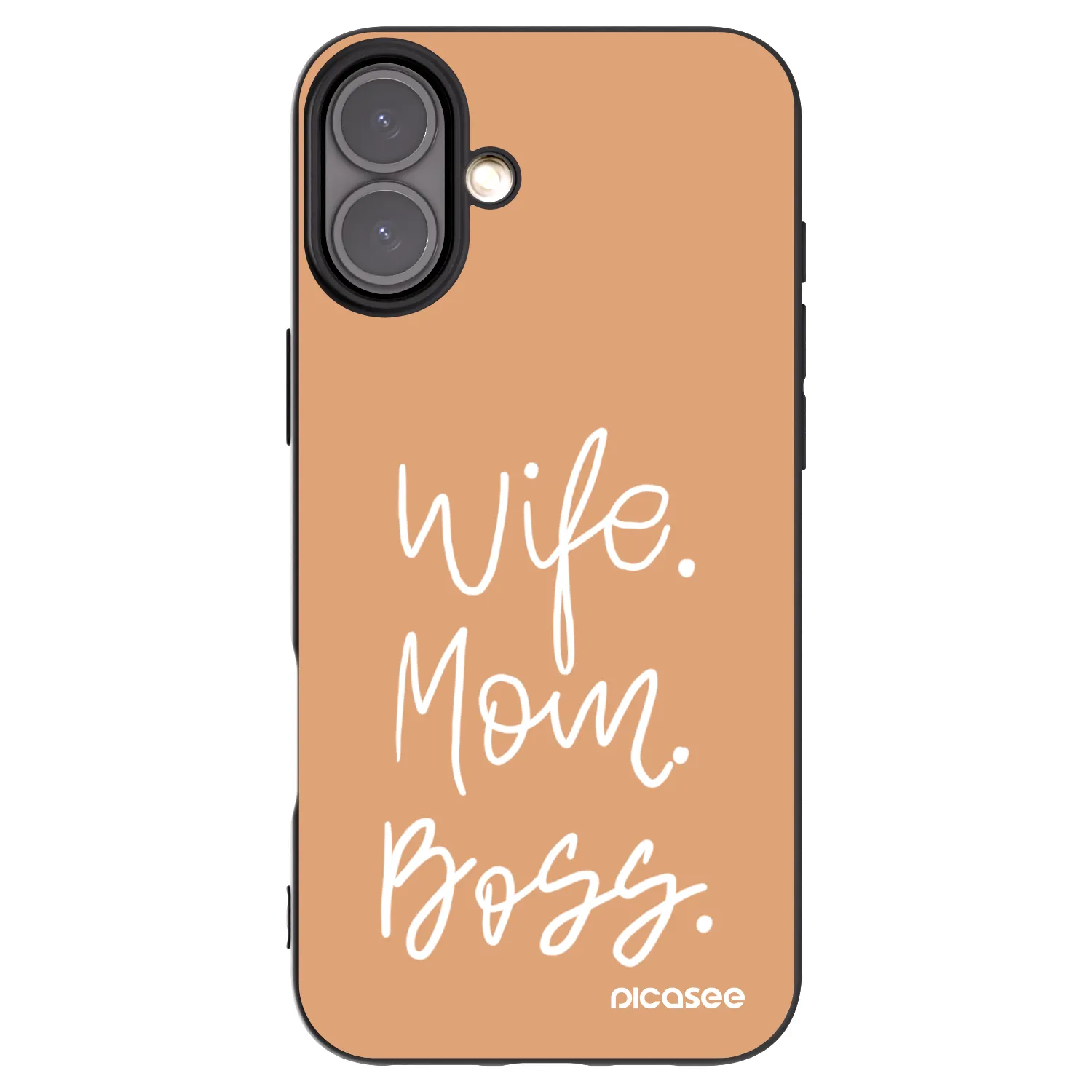Picasee silikonowe czarne etui na Apple iPhone 16 Plus - Boss Mama