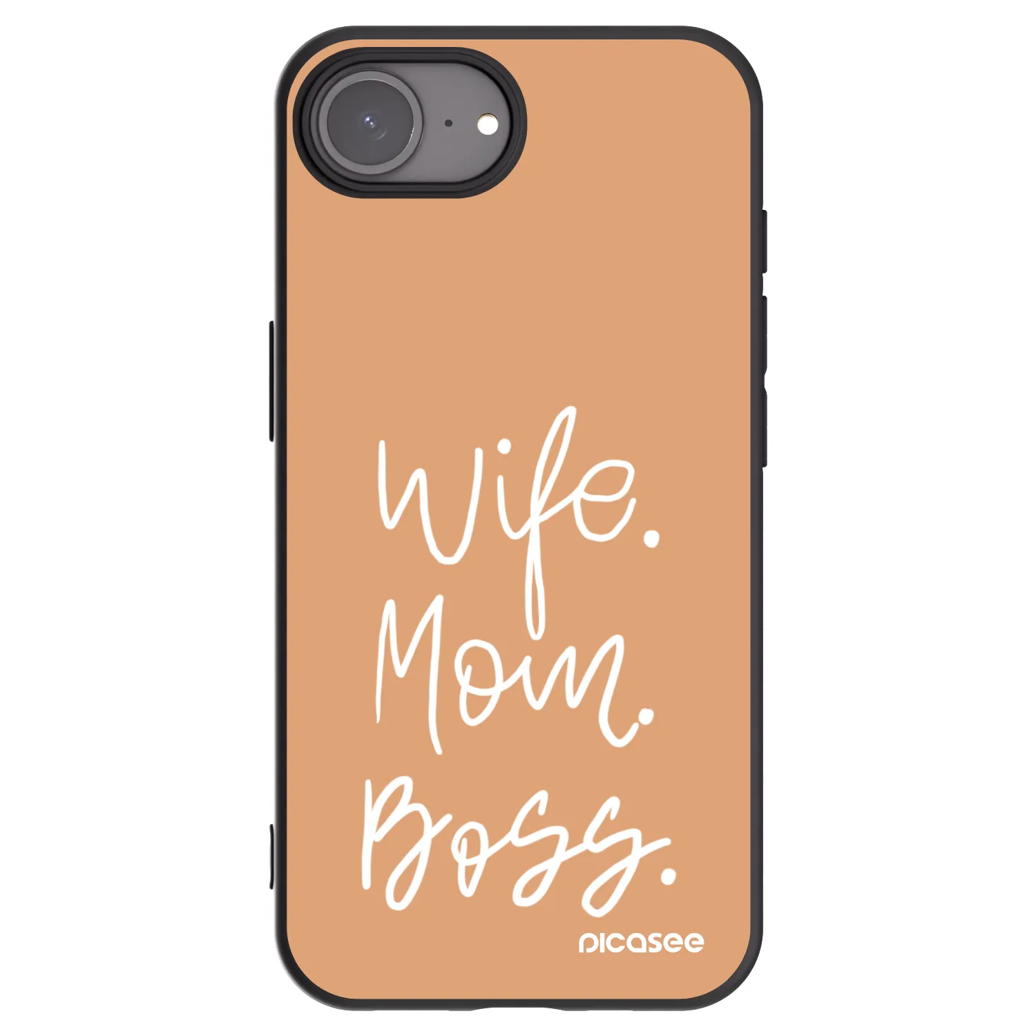 Picasee silikonowe czarne etui na Apple iPhone 16e - Boss Mama