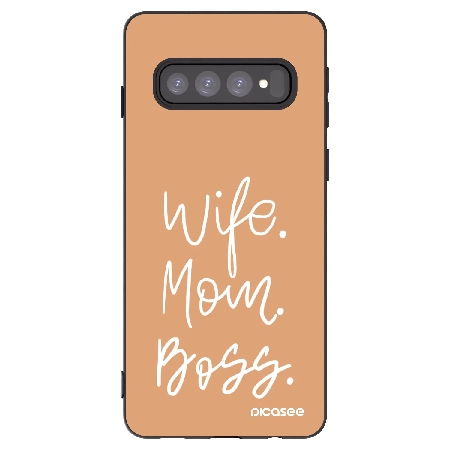 Picasee silikonowe czarne etui na Samsung Galaxy S10 G973 - Boss Mama