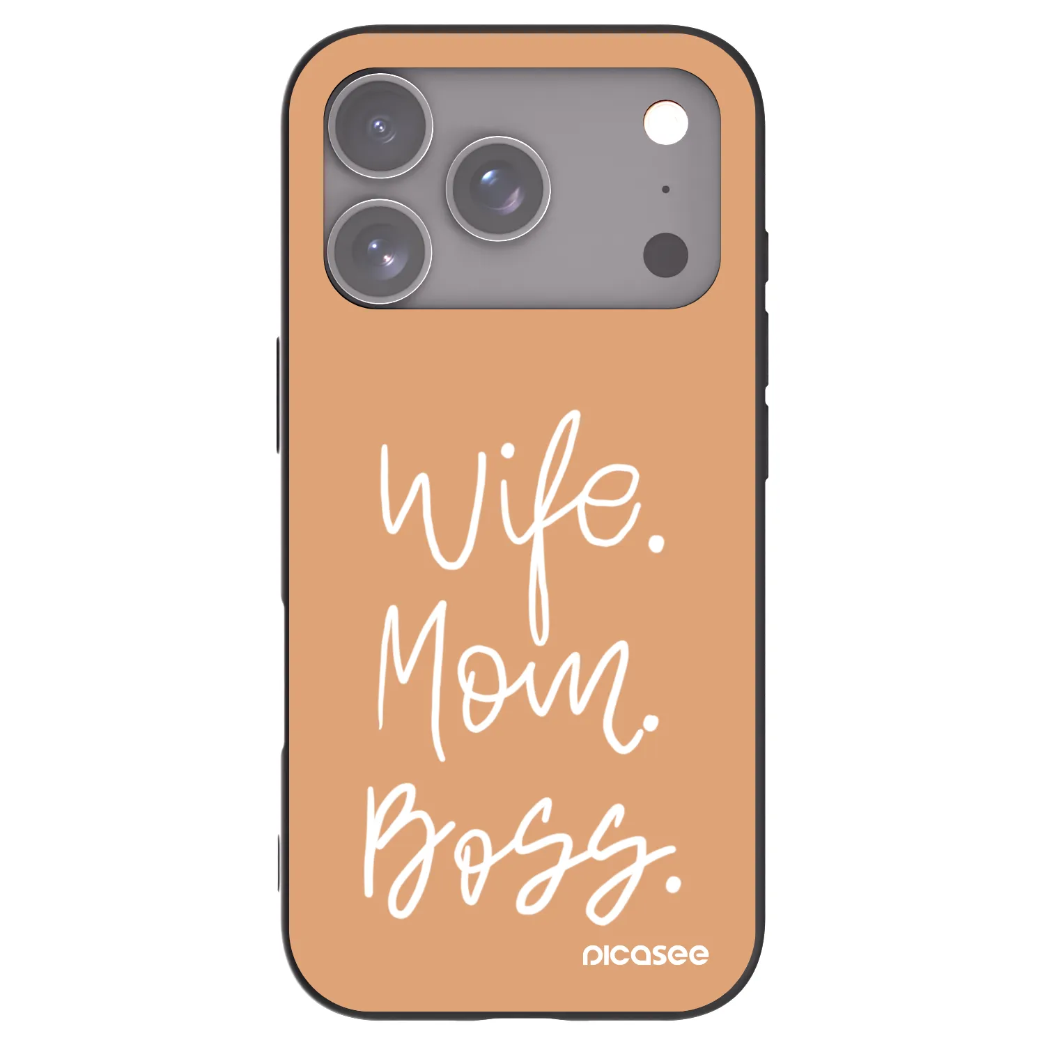 Picasee silikonowe czarne etui na Apple iPhone 17 Pro - Boss Mama