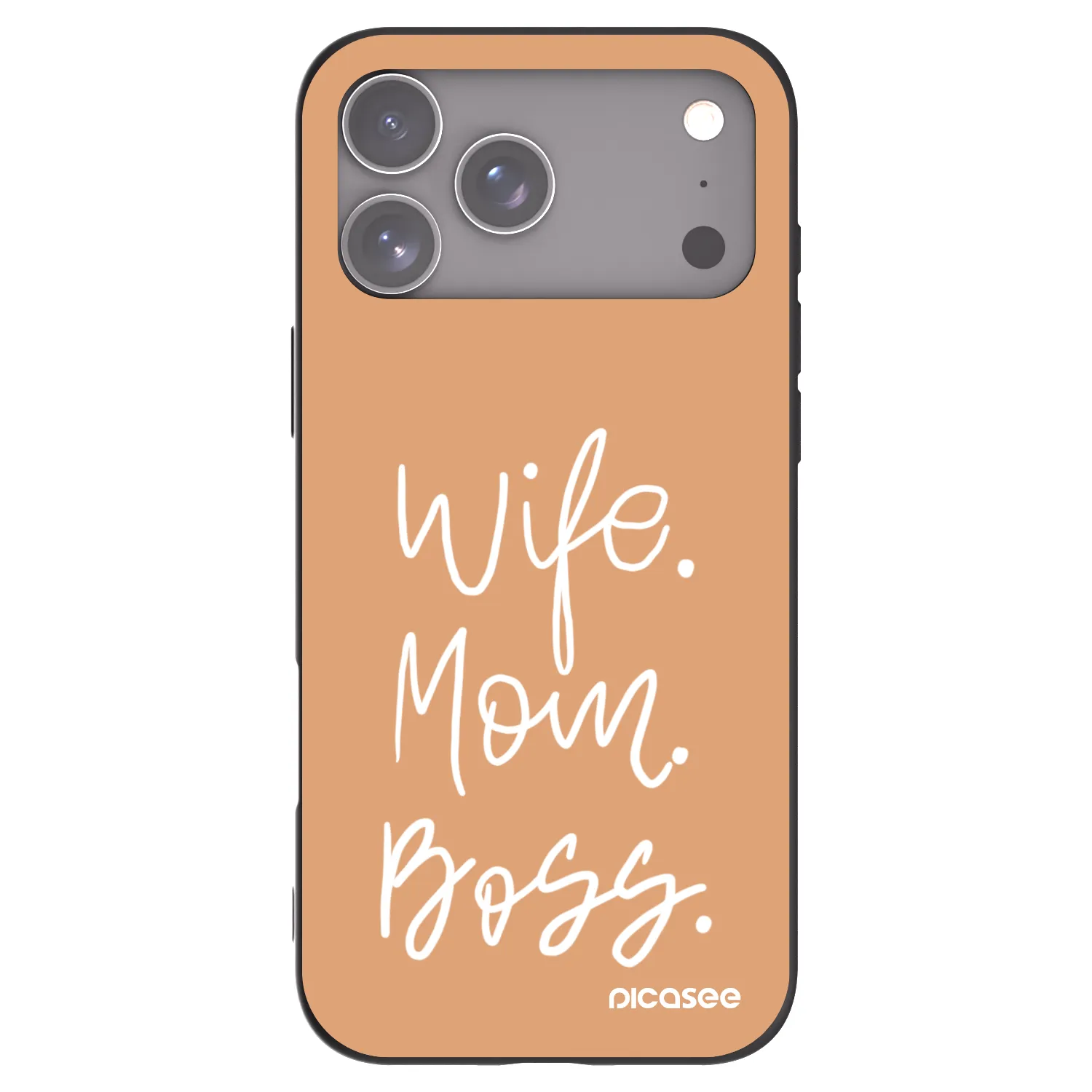 Picasee silikonowe czarne etui na Apple iPhone 17 Pro Max - Boss Mama