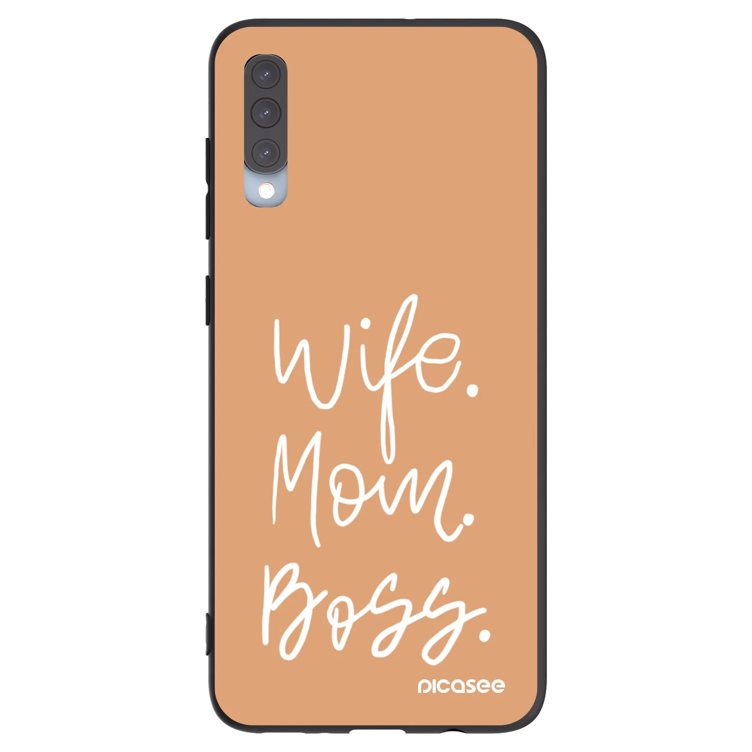 Picasee silikonowe czarne etui na Samsung Galaxy A70 A705F - Boss Mama