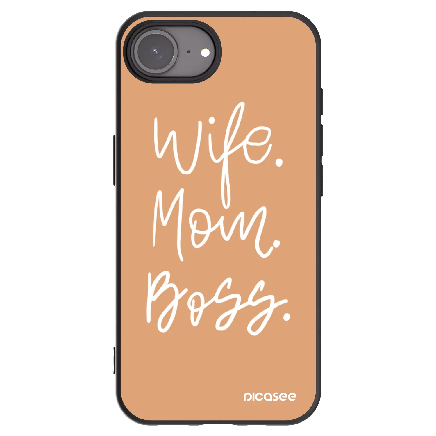 Picasee silikonowe czarne etui na Apple iPhone 17e - Boss Mama