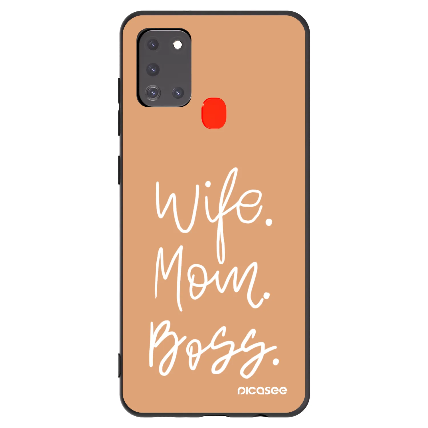 Picasee silikonowe czarne etui na Samsung Galaxy A21s - Boss Mama