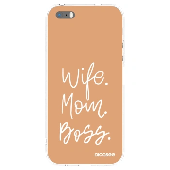 Picasee silikonowe przeźroczyste etui na Apple iPhone 5/5S/SE - Boss Mama