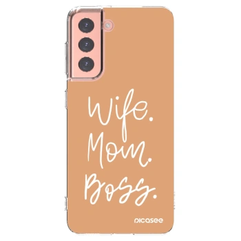 Picasee silikonowe przeźroczyste etui na Samsung Galaxy S21 5G G991B - Boss Mama