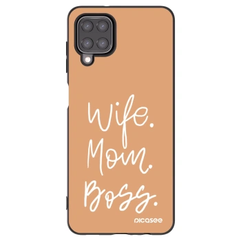 Picasee silikonowe czarne etui na Samsung Galaxy A12 A125F - Boss Mama