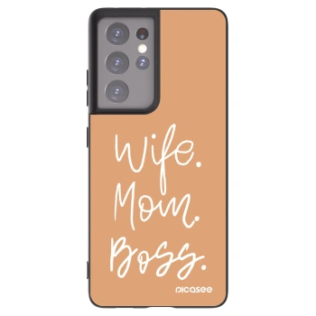 Picasee silikonowe czarne etui na Samsung Galaxy S21 Ultra 5G G998B - Boss Mama