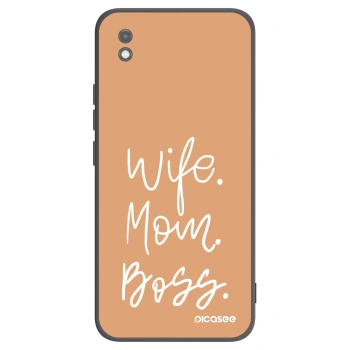 Picasee silikonowe czarne etui na Xiaomi Redmi 9AT - Boss Mama