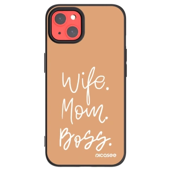 Picasee silikonowe czarne etui na Apple iPhone 13 - Boss Mama