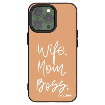 Picasee silikonowe czarne etui na Apple iPhone 13 Pro - Boss Mama