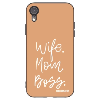 Picasee silikonowe czarne etui na Apple iPhone XR - Boss Mama