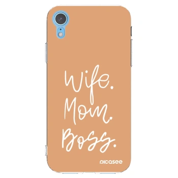 Picasee silikonowe przeźroczyste etui na Apple iPhone XR - Boss Mama