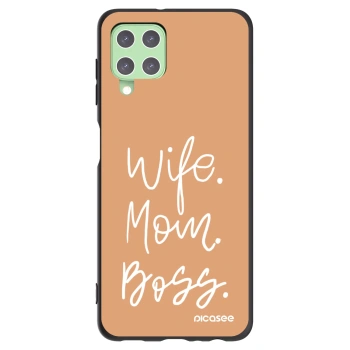 Picasee silikonowe czarne etui na Samsung Galaxy A22 A225F 4G - Boss Mama