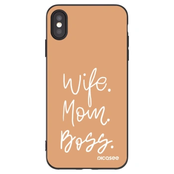 Picasee silikonowe czarne etui na Apple iPhone XS Max - Boss Mama