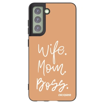 Picasee silikonowe czarne etui na Samsung Galaxy S21 FE 5G - Boss Mama