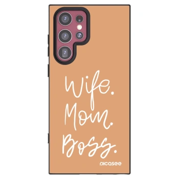 Picasee silikonowe czarne etui na Samsung Galaxy S22 Ultra 5G - Boss Mama