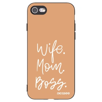 Picasee silikonowe czarne etui na Apple iPhone SE 2022 - Boss Mama