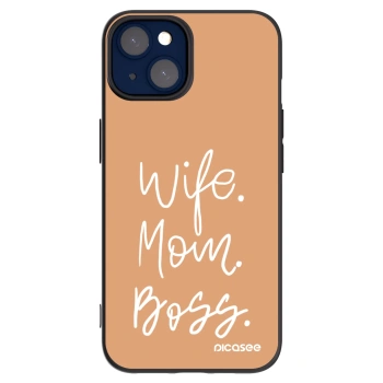 Picasee silikonowe czarne etui na Apple iPhone 14 - Boss Mama