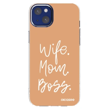 Picasee silikonowe przeźroczyste etui na Apple iPhone 14 Plus - Boss Mama