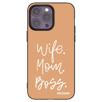Picasee silikonowe czarne etui na Apple iPhone 14 Pro Max - Boss Mama