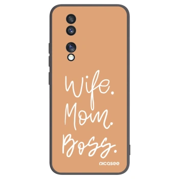 Picasee silikonowe czarne etui na Honor 70 - Boss Mama