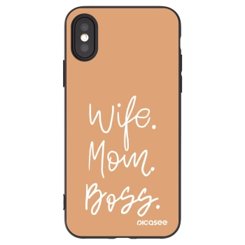 Picasee silikonowe czarne etui na Apple iPhone X/XS - Boss Mama