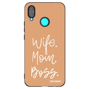 Picasee silikonowe czarne etui na Huawei Nova 3 - Boss Mama