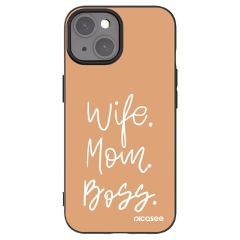 Picasee silikonowe czarne etui na Apple iPhone 15 - Boss Mama